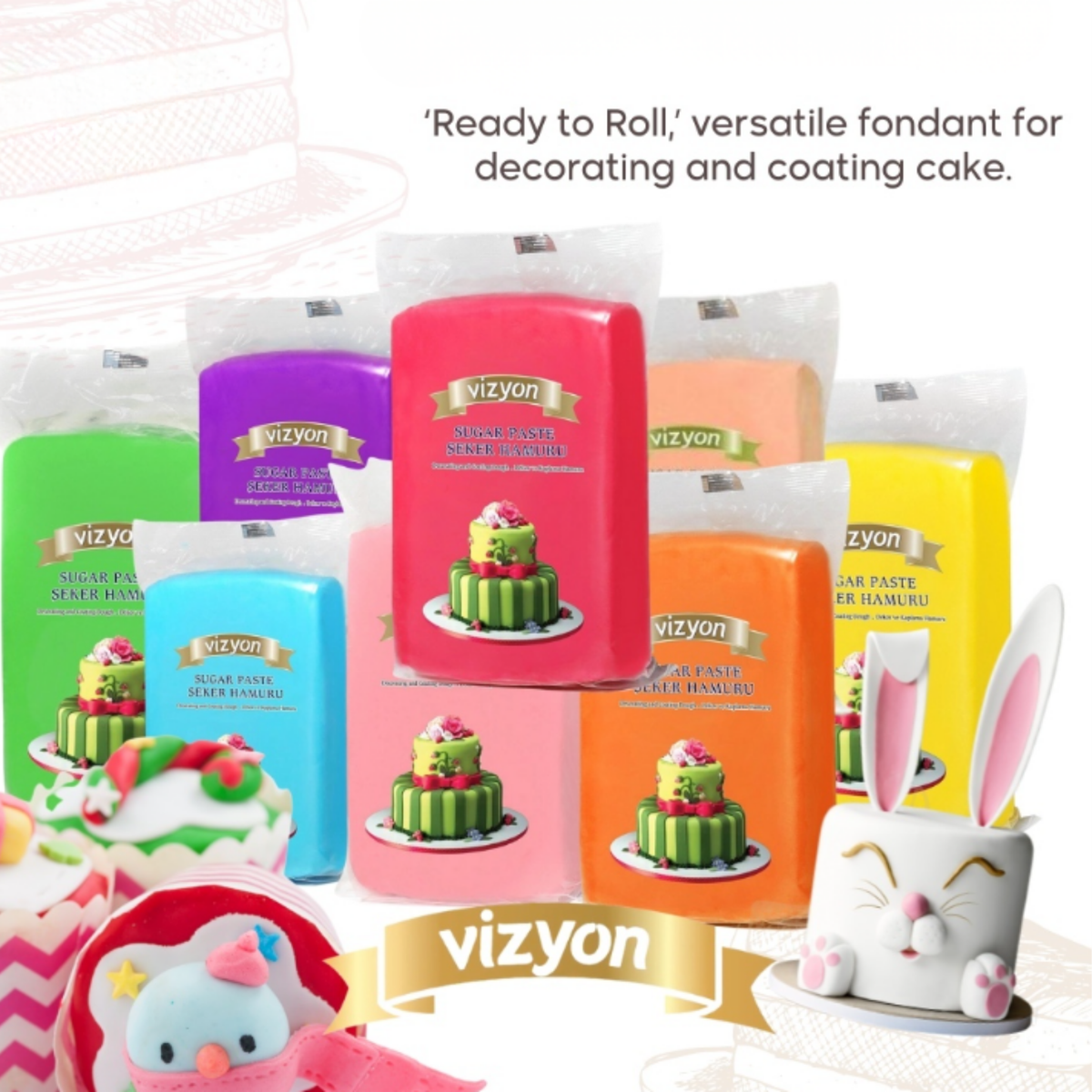 Vizyon Brown Fondant 2.2 lbs – Professional Cake Covering & Decorating Fondant