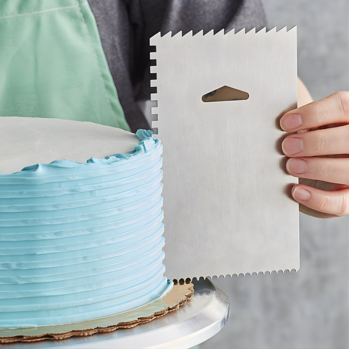 4-Sided Decorating Comb & Icing Smoother – Stainless Steel Cake Tool