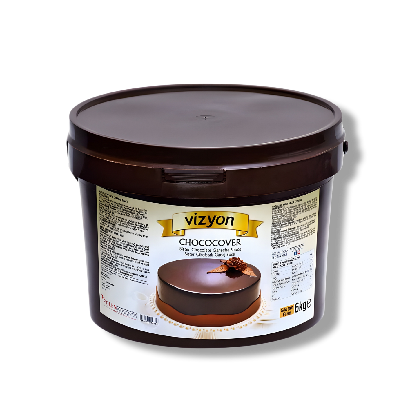 Vizyon Chococover Bitter Chocolate Ganache Sauce (13.23 lbs / 6 kg) - Dual-Purpose Coating & Filling Base