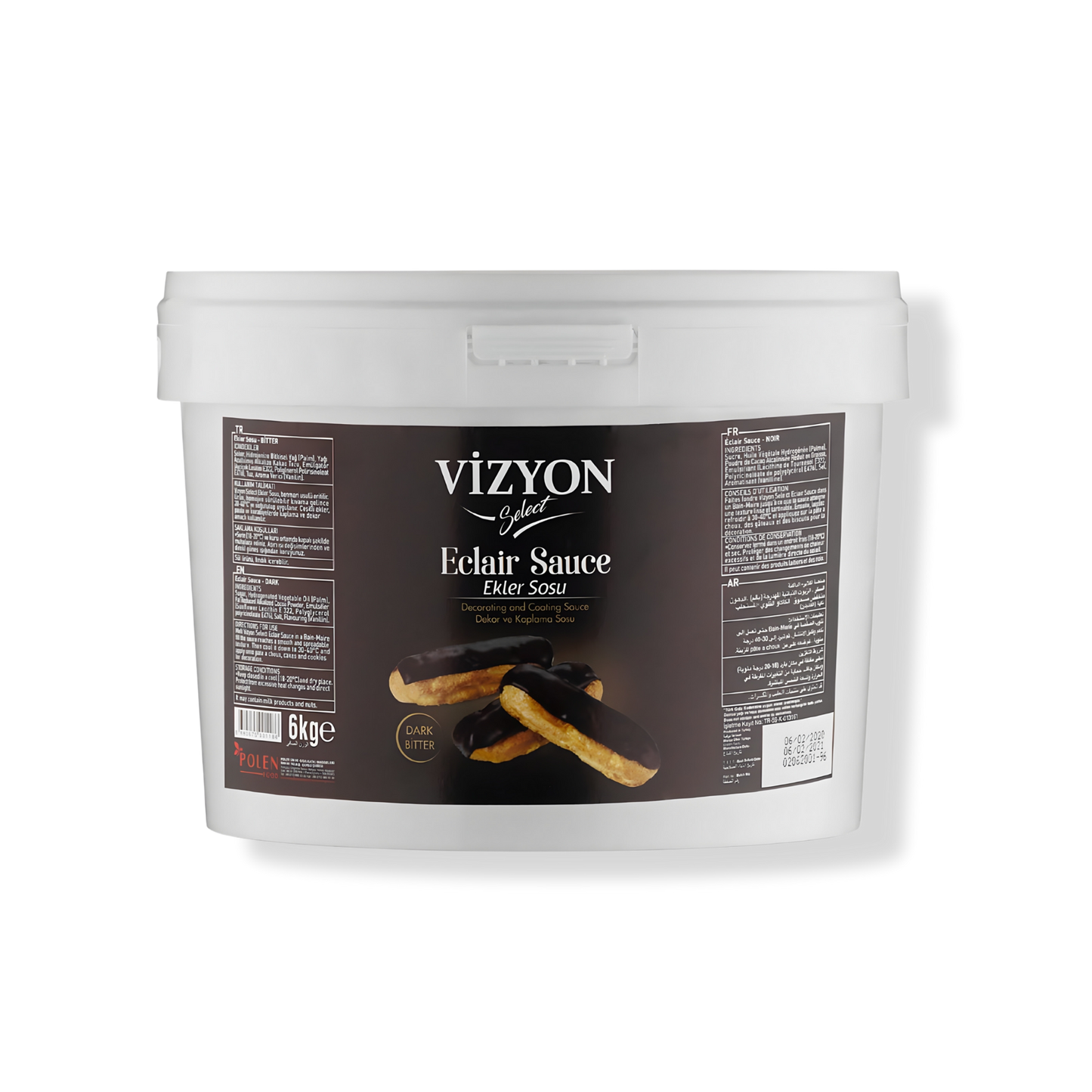 Vizyon Select Dark Eclair Coating Sauce (13.23 lbs / 6 kg) - Professional No-Temper Finish