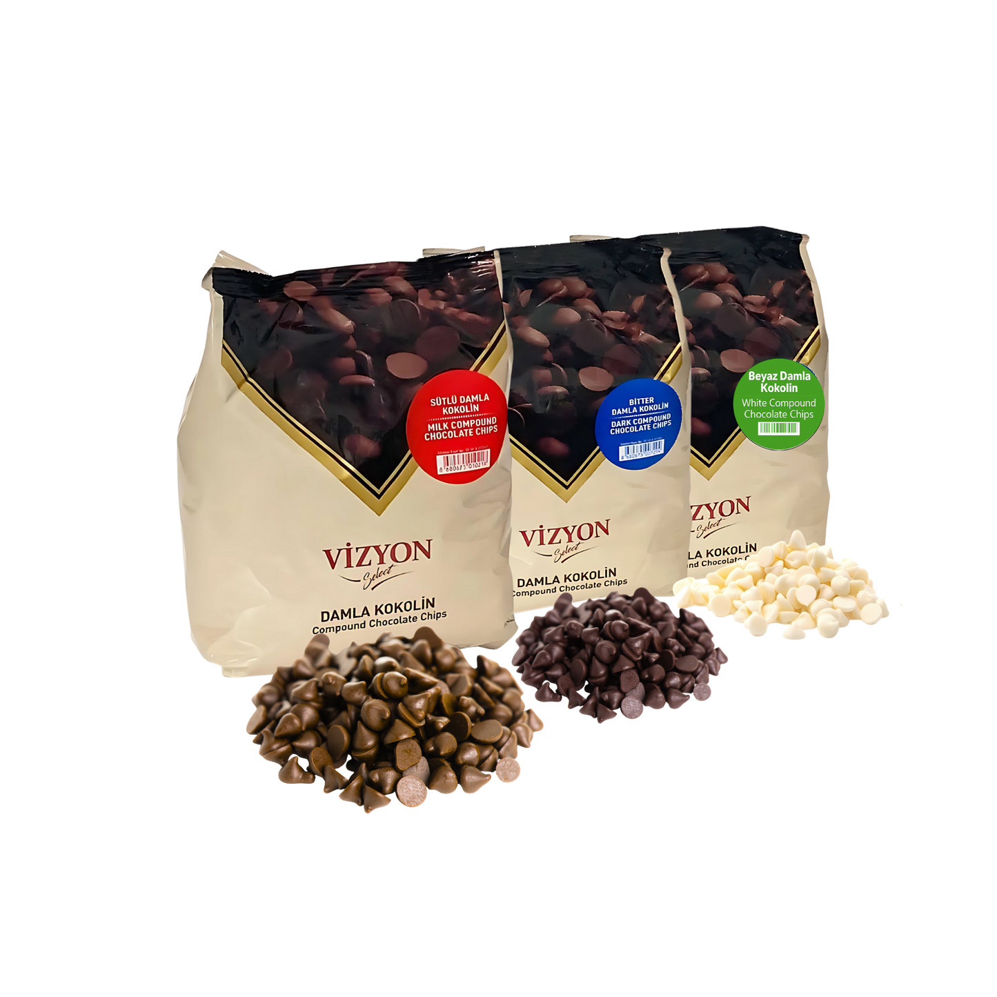 Vizyon Select Compound Milk Chocolate Chips - 2.2 lbs - Baking