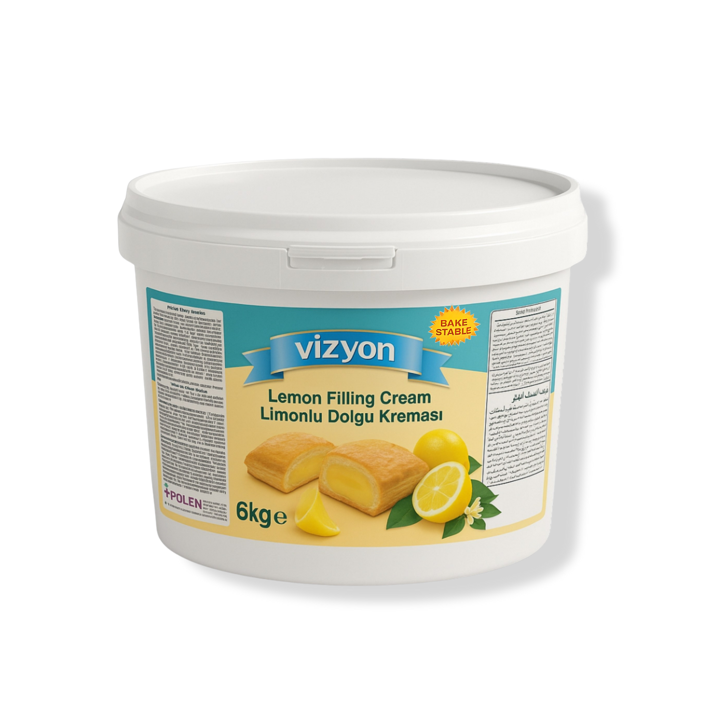Vizyon Ready-to-Use Lemon Pastry Filling 13.2 lb | Bulk Bake-Stable Filling