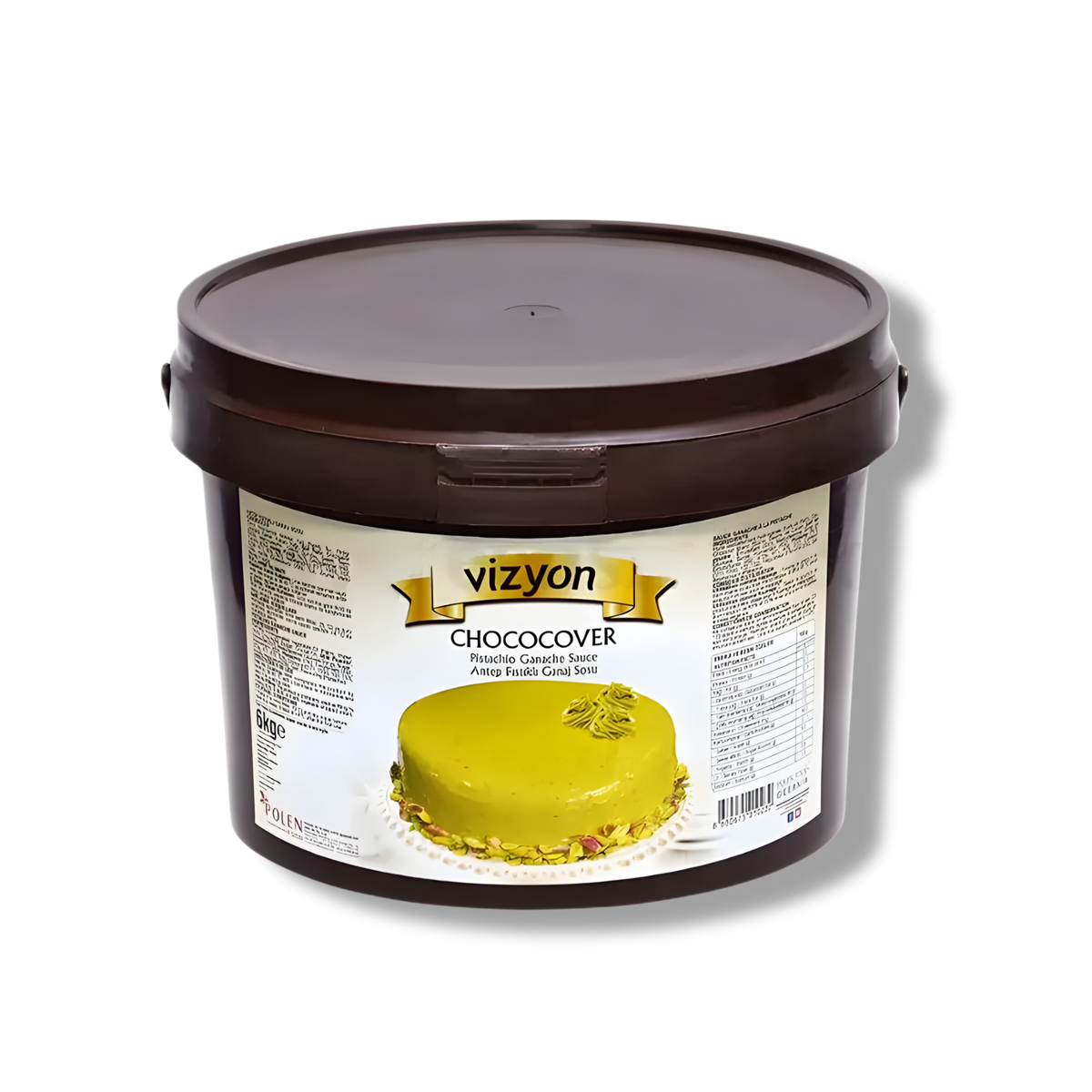 Vizyon Chococover Pistachio Ganache Sauce 13.23 lbs - Dual-Purpose Coating & Filling Base