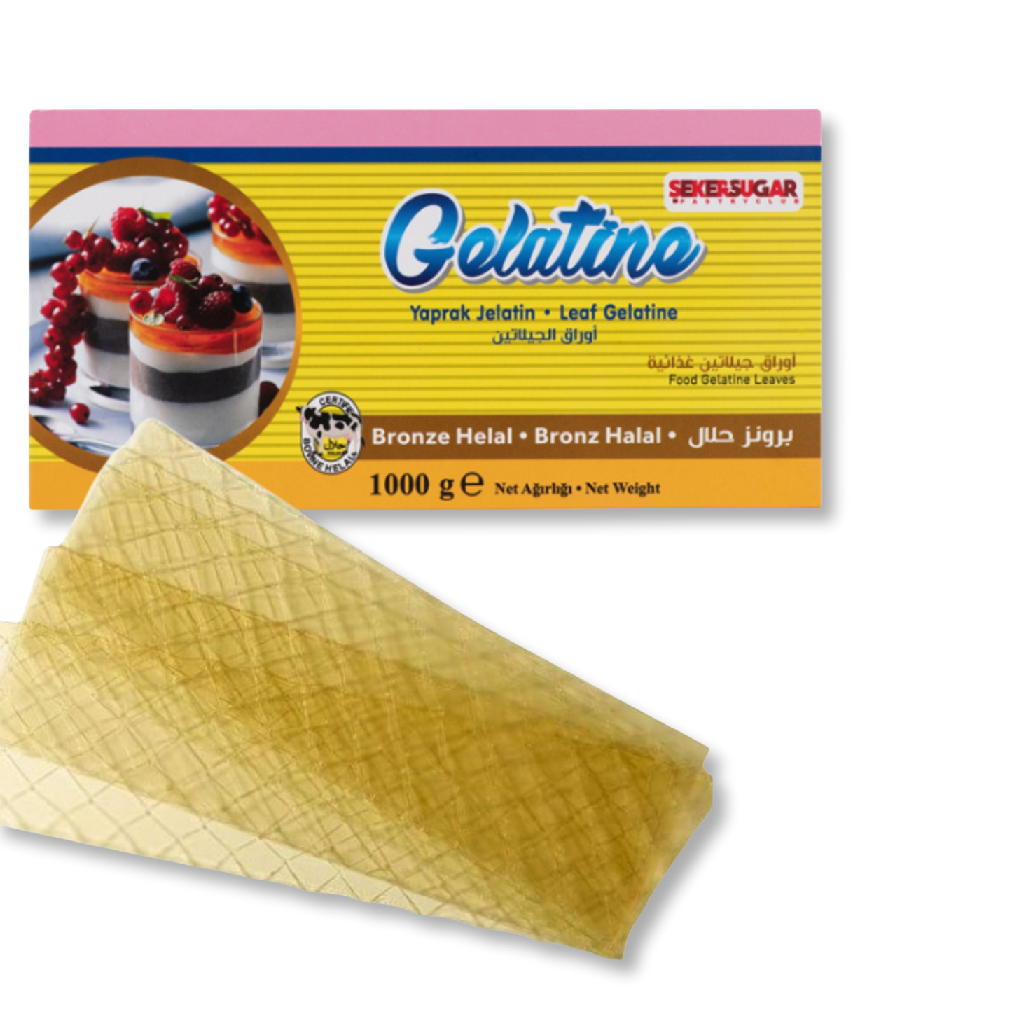 Seker&Sugar Professional Leaf Gelatine 2.2 lbs – Gelatin Sheets for Pastry & Desserts