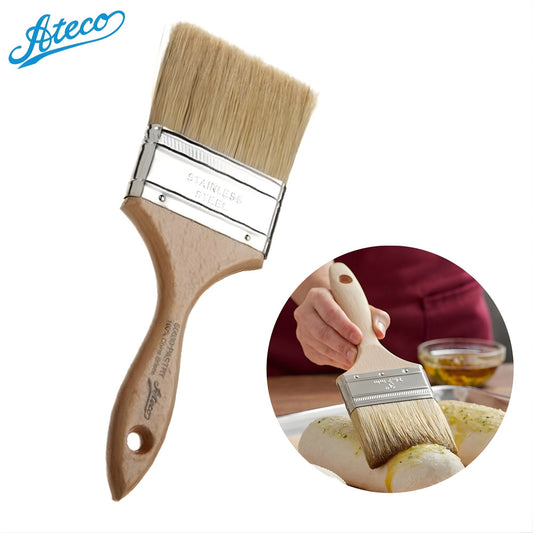Professional Pastry Brush 2.5” — Natural Boar Bristle with Stainless Steel Ferrule