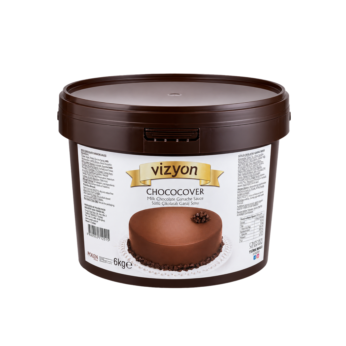 Vizyon Chococover Milk Chocolate Ganache Sauce 13.23 lbs - Dual-Purpose Coating & Filling Base