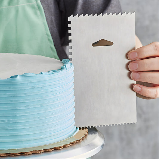 4-Sided Decorating Comb & Icing Smoother – Stainless Steel Cake Tool