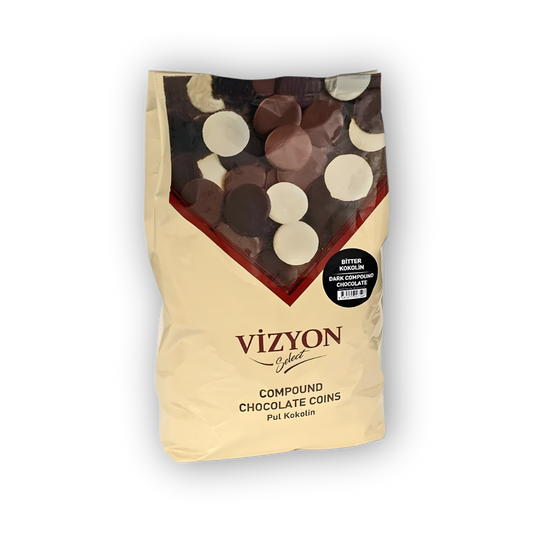 Vizyon Select Professional Compound Dark Chocolate Coins - 5.5 lbs - No Tempering Required
