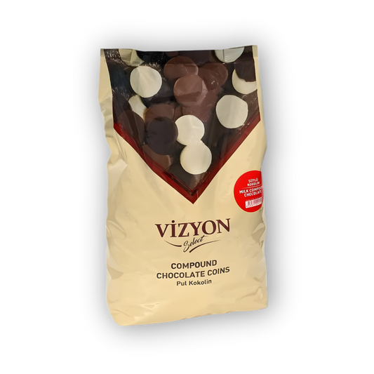 Vizyon Select Professional Compound Milk Chocolate Coins - 5.5 lbs - No Tempering Required