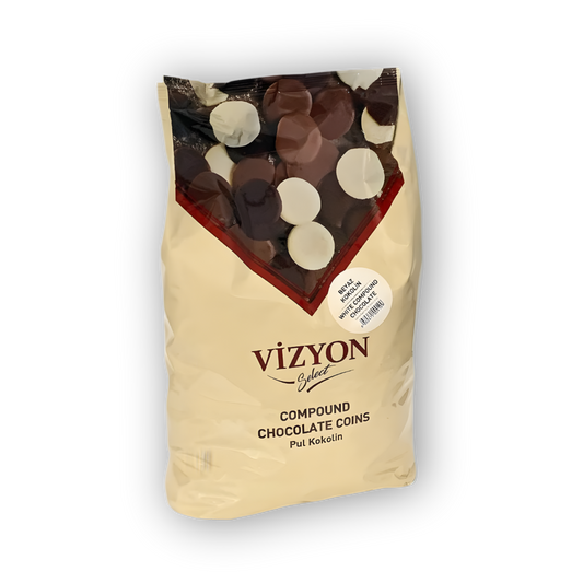 Vizyon Select Professional Compound White Chocolate Coins - 5.5 lbs - No Tempering Required