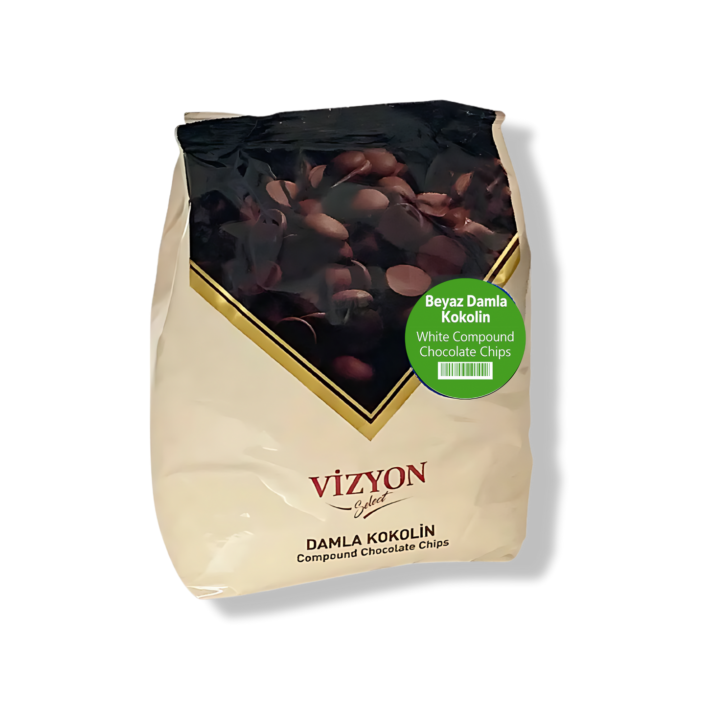 Vizyon Select Compound White Chocolate Chips - 2.2 lbs - Baking