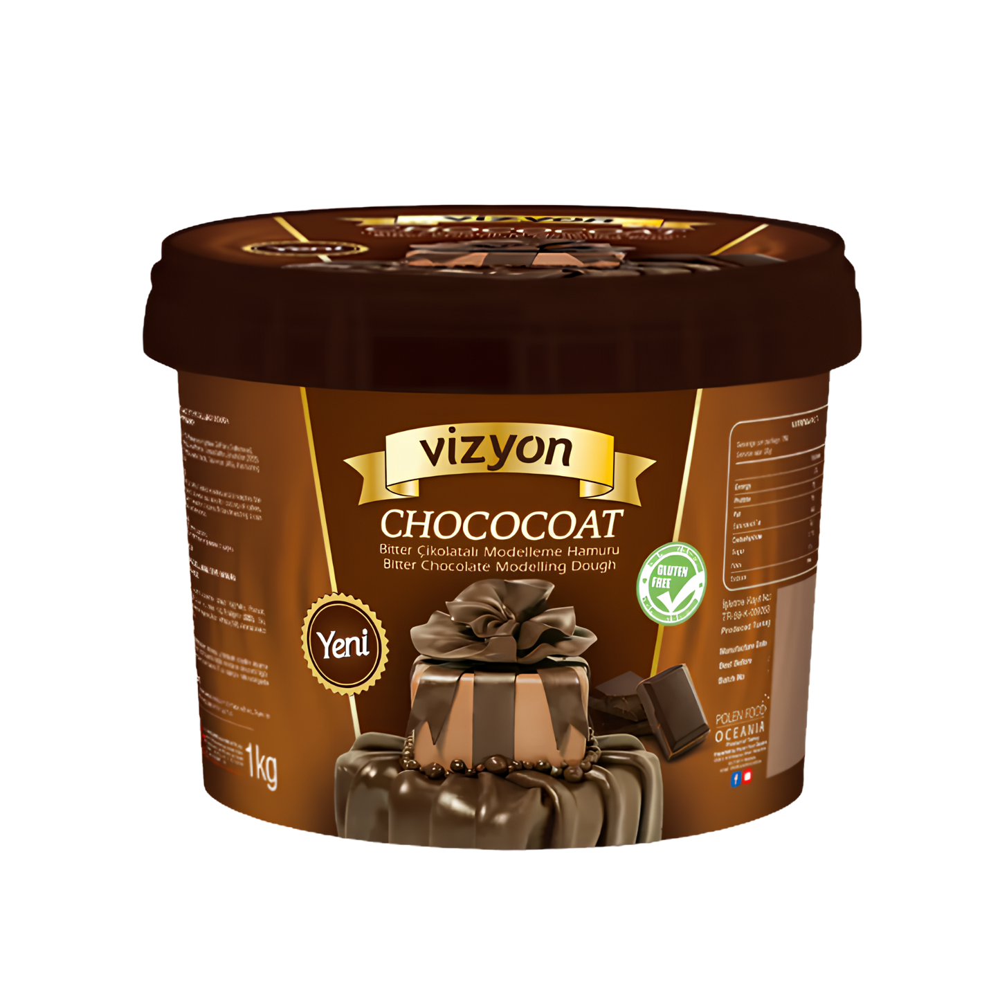 Vizyon Chococoat Dark Chocolate Modelling Dough – Vegan Cake Decorating Paste, 2.2 lb