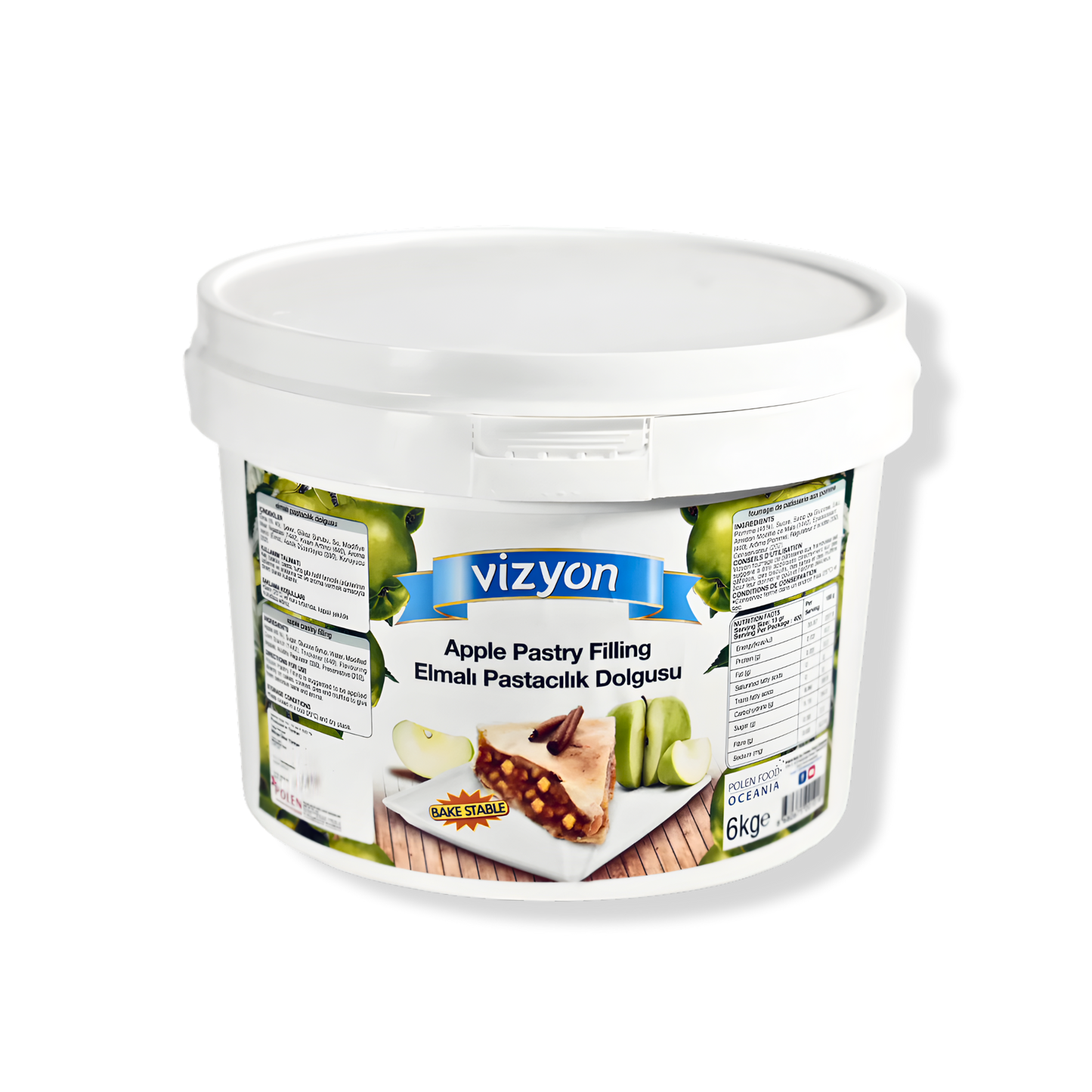 Vizyon Bake-Stable Apple Pastry Filling (13.23 lbs / 6 kg) - Ready-to-Use