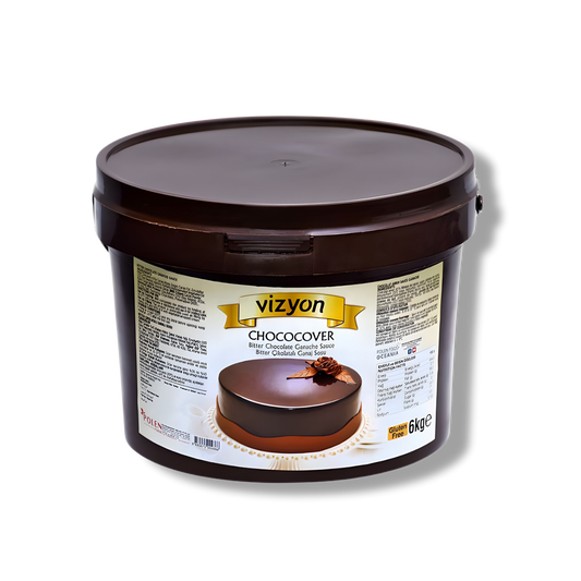 Vizyon Chococover Bitter Chocolate Ganache Sauce (13.23 lbs / 6 kg) - Dual-Purpose Coating & Filling Base
