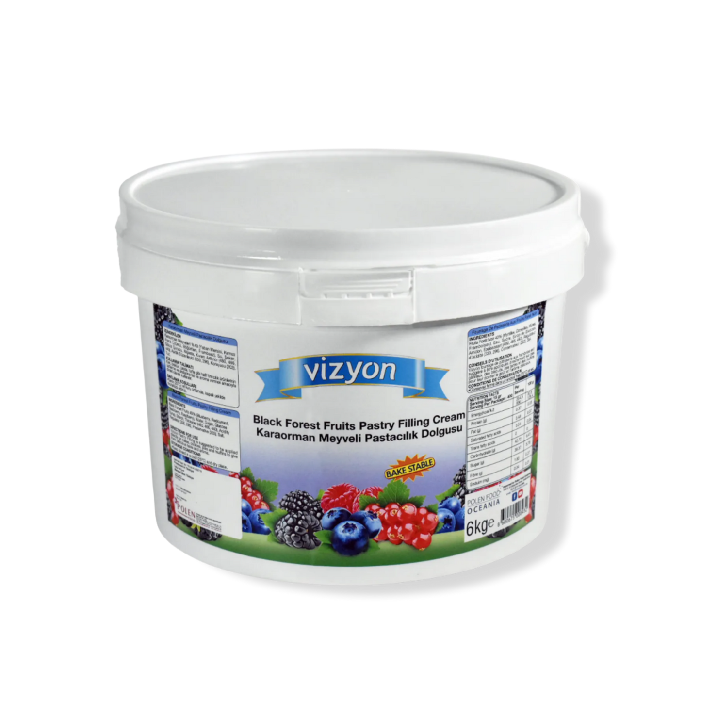 Vizyon Bake-Stable Black Forest Fruits Pastry Filling (13.23 lbs / 6 kg) - Ready-to-Use