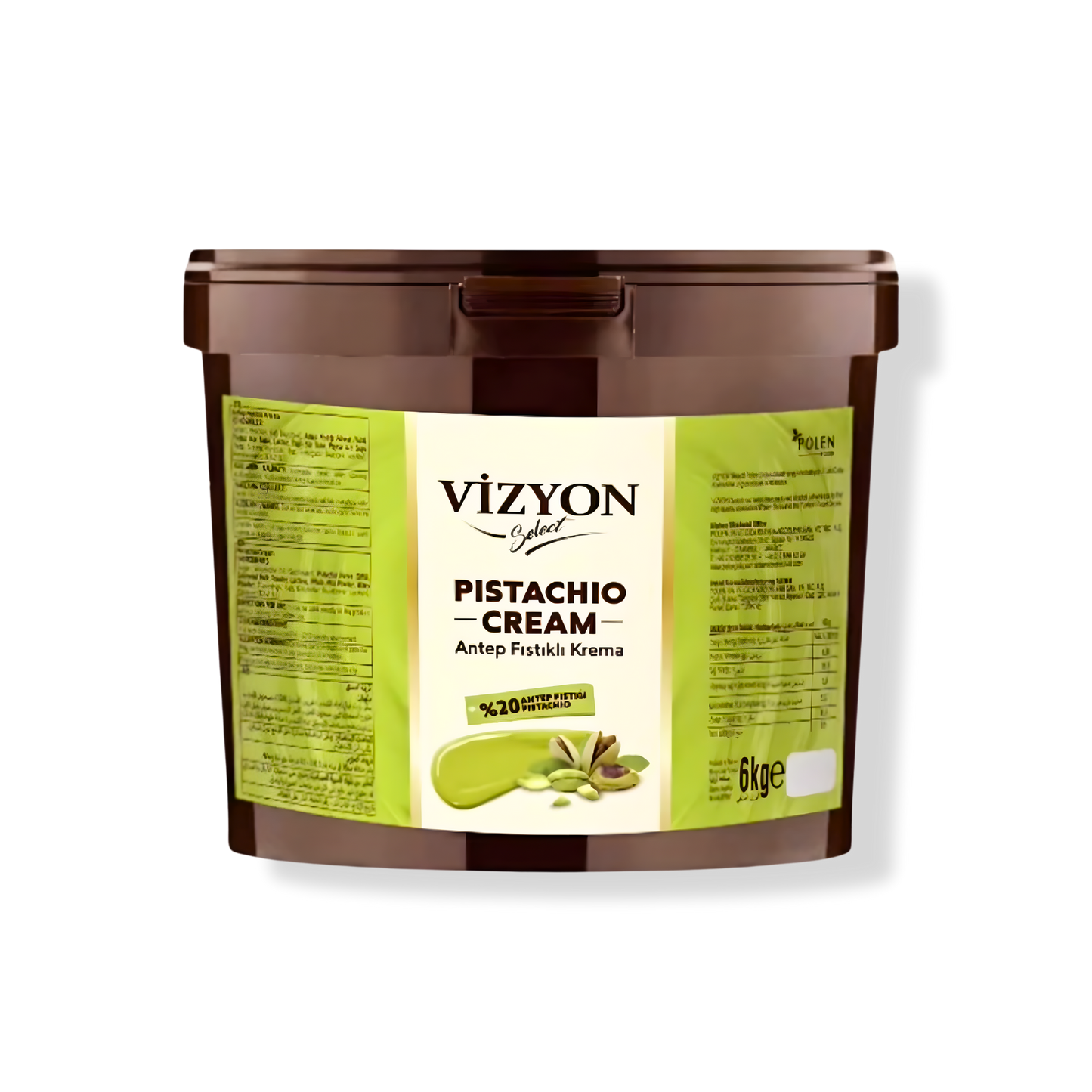Vizyon Select Pistachio Cream (13.23 lbs / 6 kg) - 20% Real Pistachio Spread & Filling