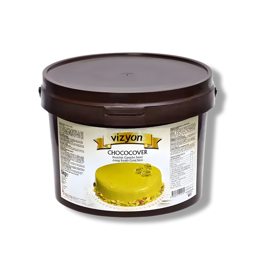 Vizyon Chococover Pistachio Ganache Sauce (13.23 lbs / 6 kg) - Dual-Purpose Coating & Filling Base