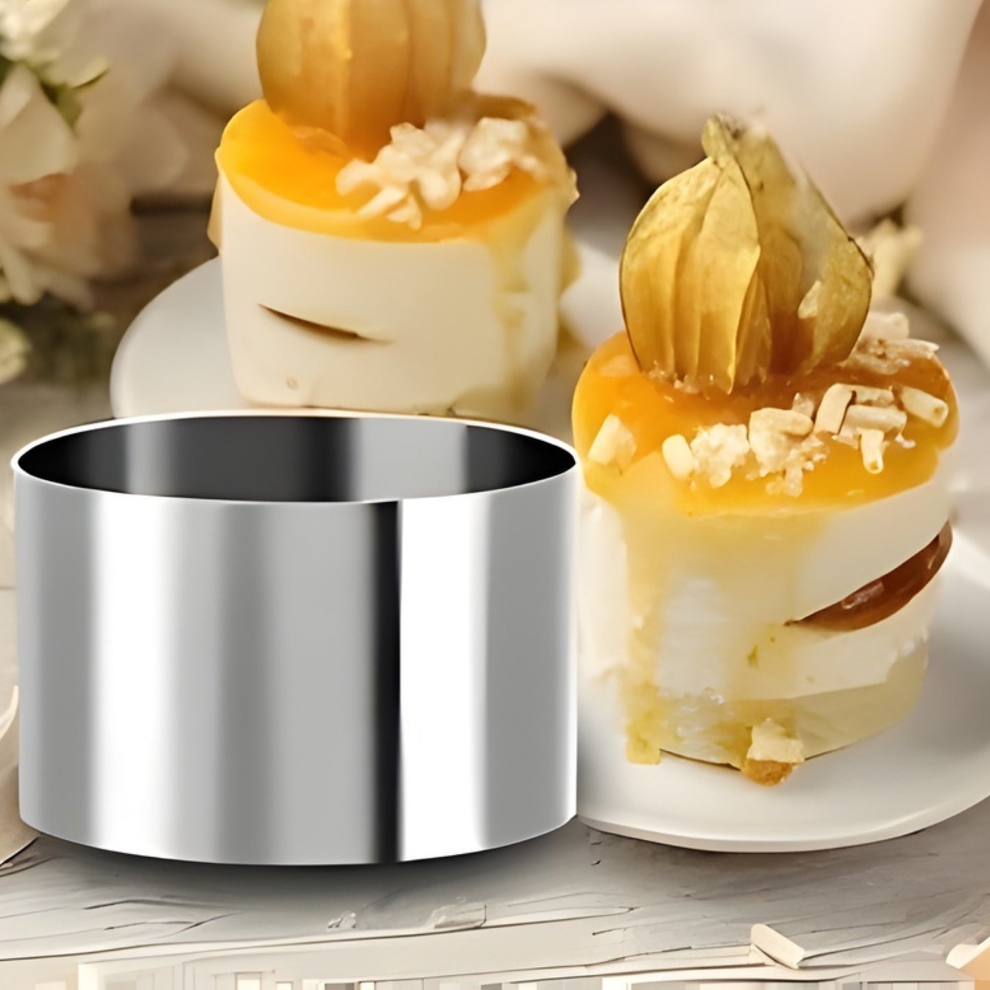 Stainless Steel Round Cake Ring – 3” Height x 3 1/8” Diameter – Professional Pastry & Mousse Mold