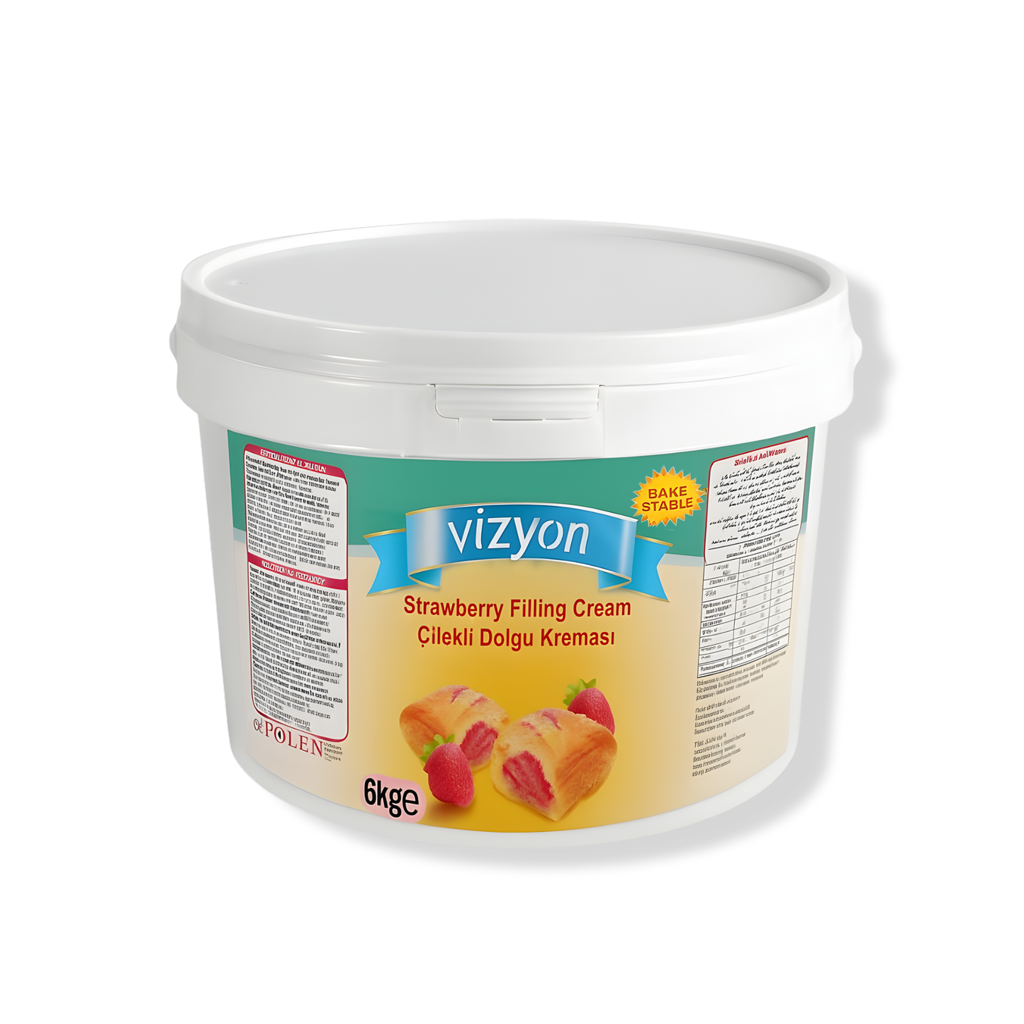 Vizyon Bake-Stable Strawberry Pastry Filling (13.23 lbs / 6 kg) - Ready-to-Use