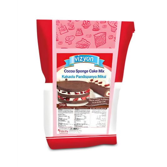 Vizyon Cocoa Sponge Cake Mix 22lbs-10 kg – Light & Stable Cocoa Sponge Cake Base