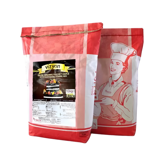 Vizyon Dark Brown Velvet Cake Mix 22 lbs-10 kg – Deep Color, Soft Texture Professional Cake Mix