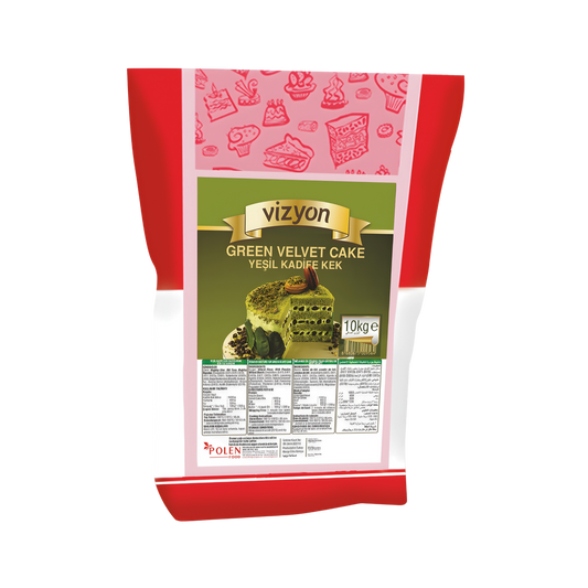 Vizyon Green Velvet Cake Mix 22lbs-10 kg – Professional Cake Mix Green Velvet Cakes - Pistachio Flavored