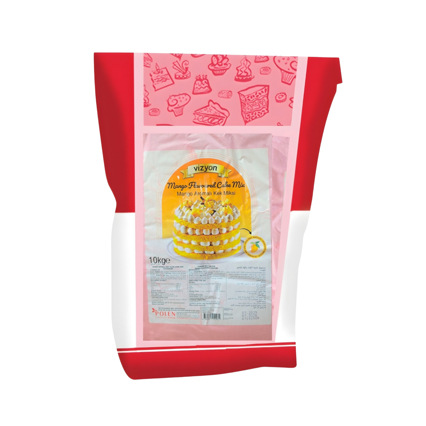 Vizyon Mango Flavoured Cake Mix – 22 lbs-10 kg Professional Cake Mix (Vibrant, Soft & Elastic)