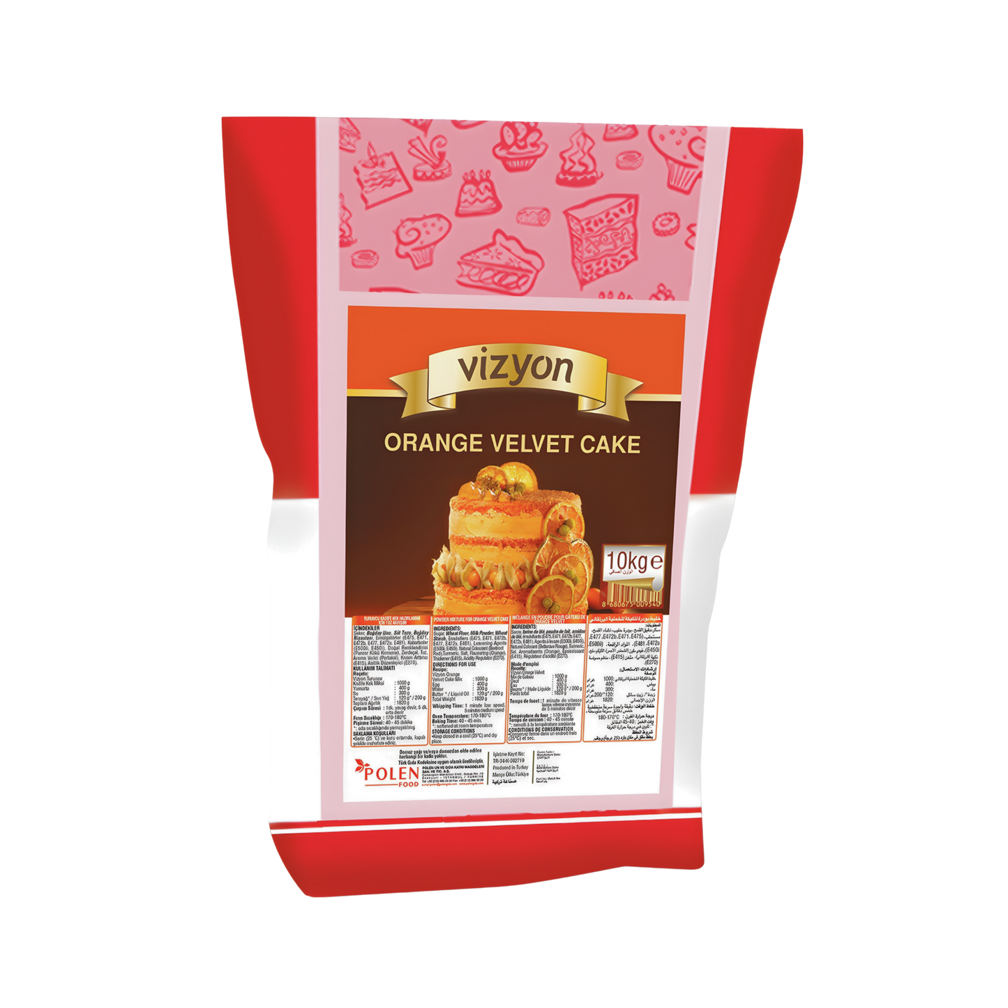 Vizyon Orange Velvet Cake Mix 22lbs-10 kg – Professional Cake Mix with Smooth Texture