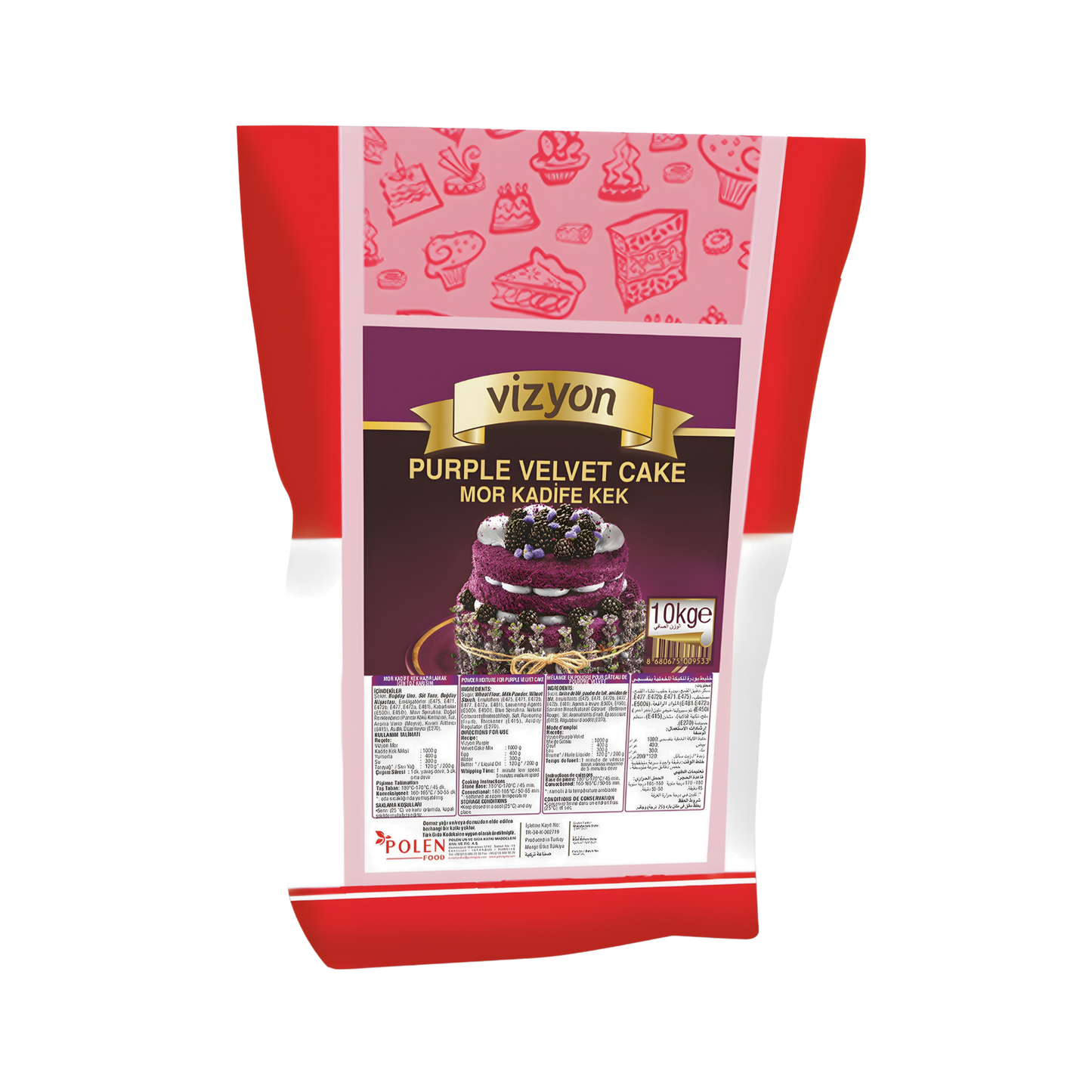 Vizyon Purple Velvet Cake Mix 22lbs-10 kg – Professional Cake Mix for Elegant & Colorful Velvet Cakes