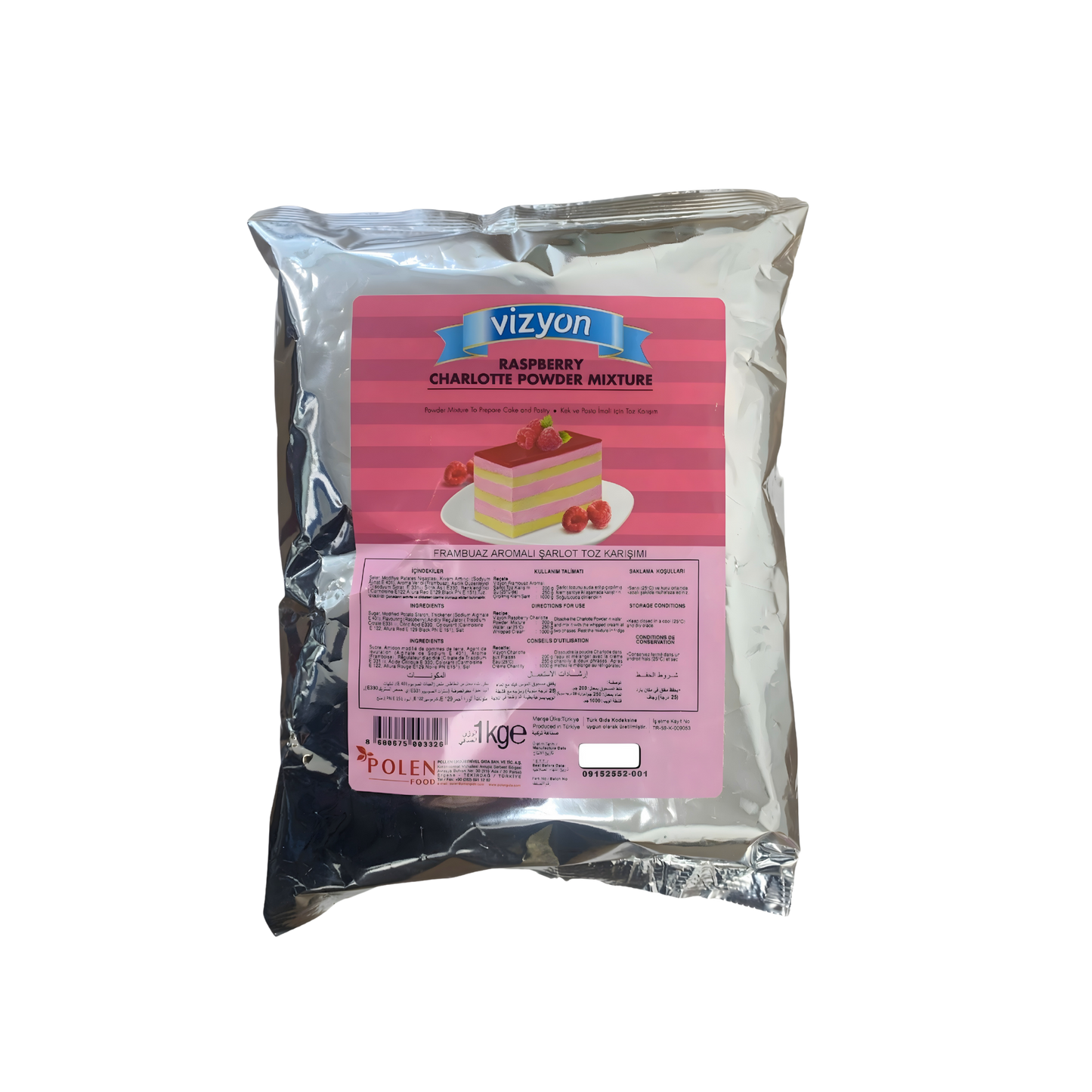 Vizyon Raspberry Charlotte Mousse Powder 11 lbs  (2.2lbx5 Sachets) – Professional Cake & Pastry Filling Mix