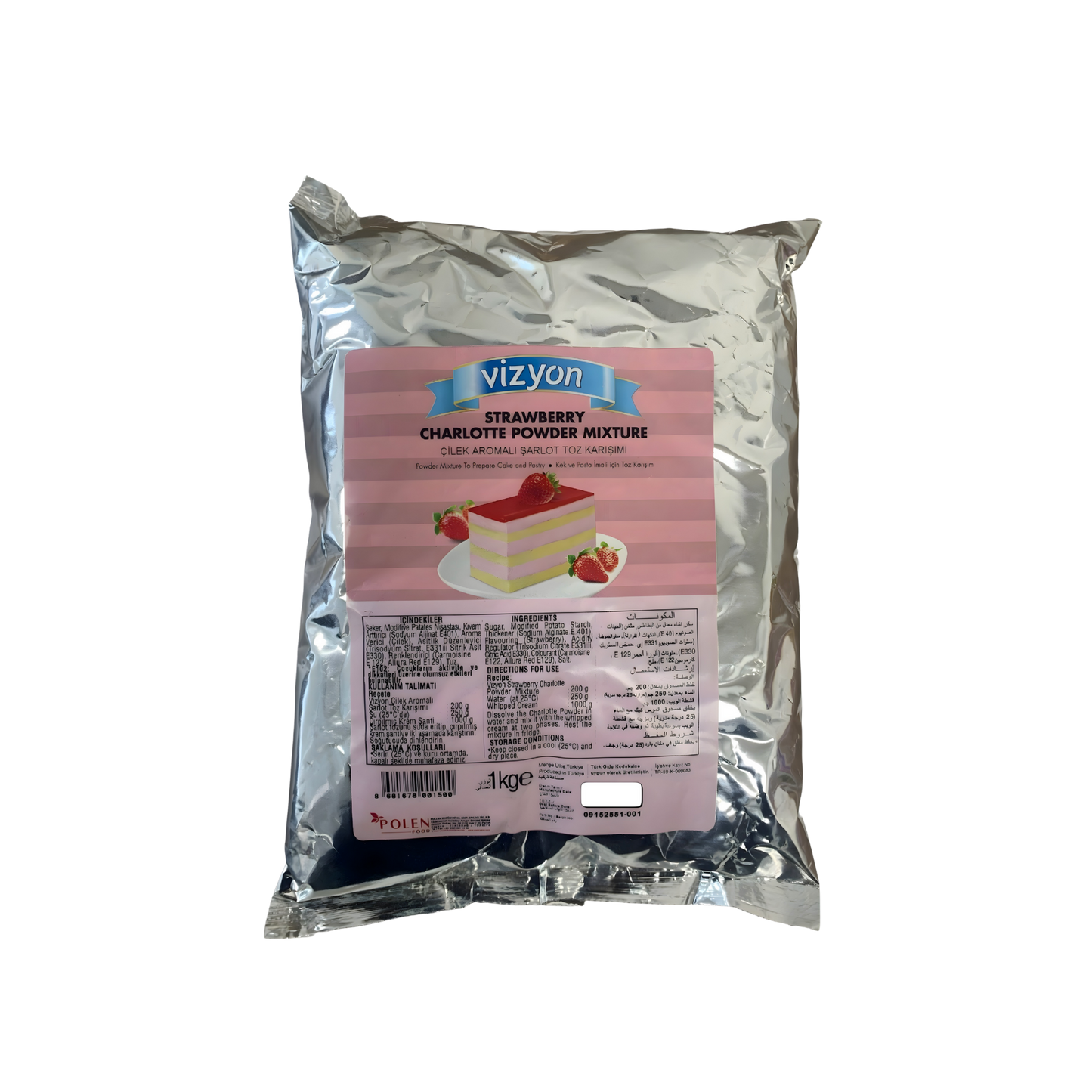 Vizyon Strawberry Charlotte Mousse Powder 11 lbs  (2.2lbx5 Sachets) – Professional Cake & Pastry Filling Mix