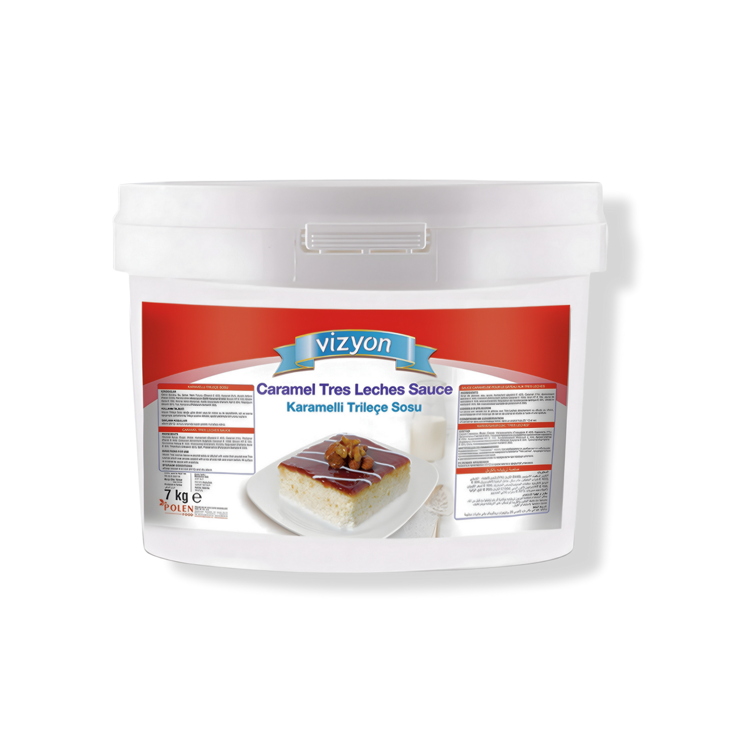 Vizyon Tres Leches Caramel Sauce – 15.4 lb (7 kg) — Glossy Caramel Finish for Cakes & Desserts