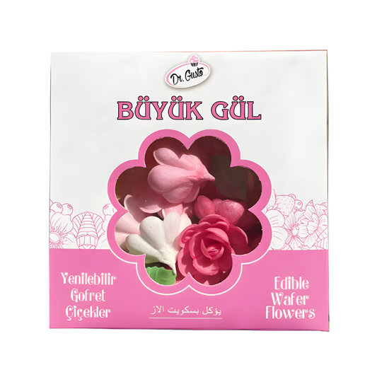 Dr. Gusto Edible Wafer Roses – Large Size, 25 Roses & 75 Jumbo Leaves