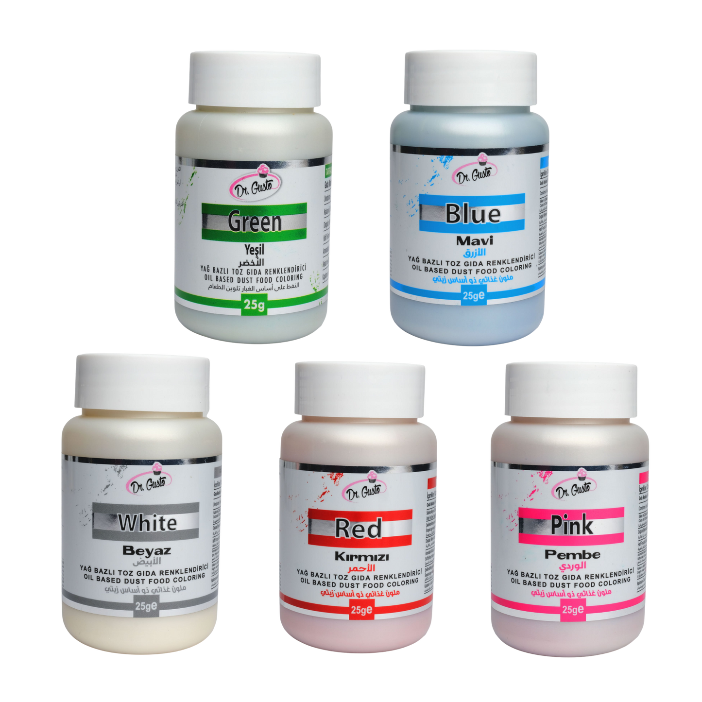 Dr. Gusto Oil-Based Food Coloring Powder Set - 5 Pack x 0.88 oz