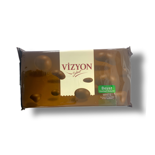 Vizyon White Compound Chocolate Block - 5.5 lbs